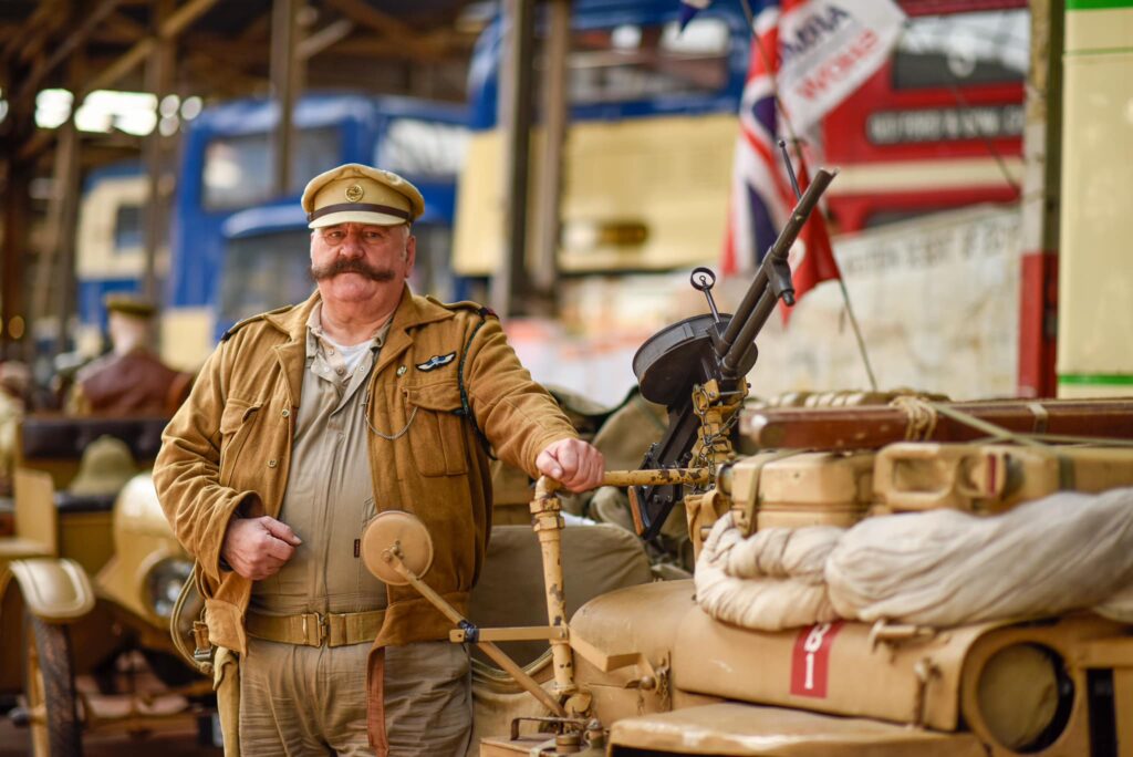 Top Family Day supporter Major Gary Wallace and WDRG’s wartime Ford jeep, Bouncing Betty
