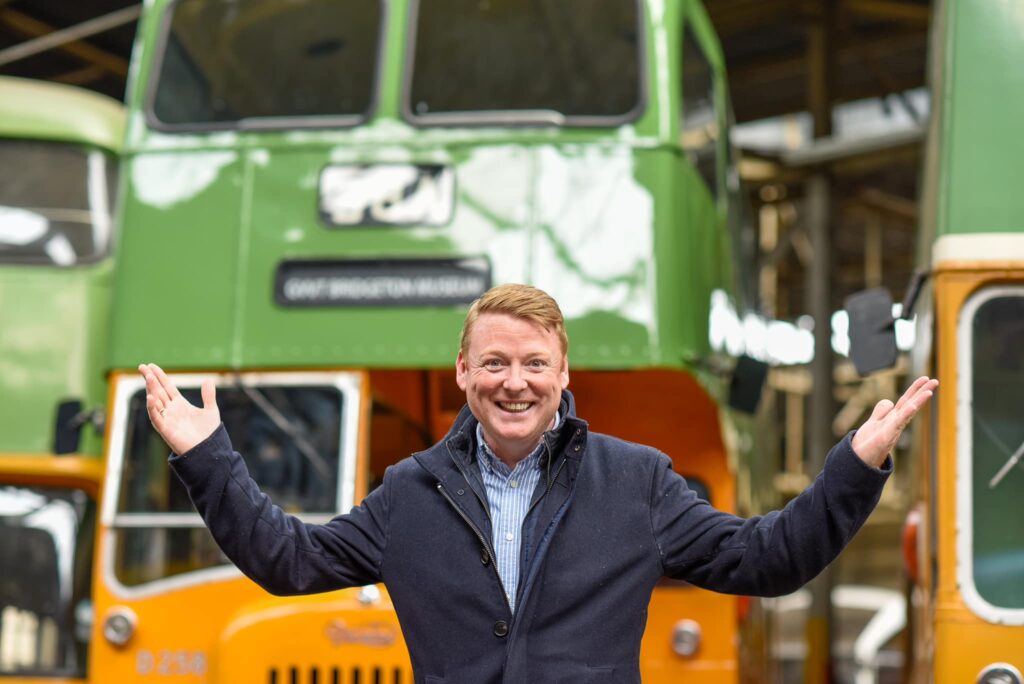 A fun day among the buses for actor Gary Hollywood, Dino of Mrs Brown’s Boys